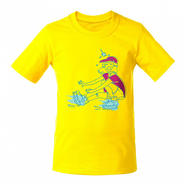 Футболка детская Roller Skates, желтая с логотипом  заказать по выгодной цене в кибермаркете AvroraStore