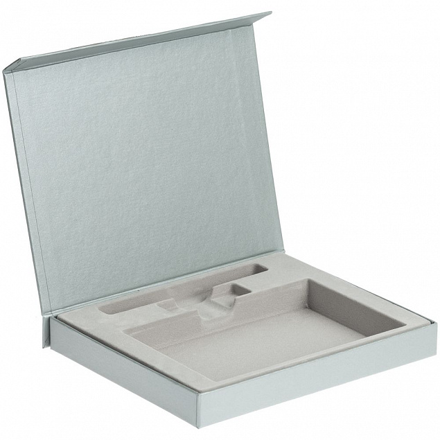 Коробка Memo Pad для блокнота, флешки и ручки, серебристая с логотипом  заказать по выгодной цене в кибермаркете AvroraStore