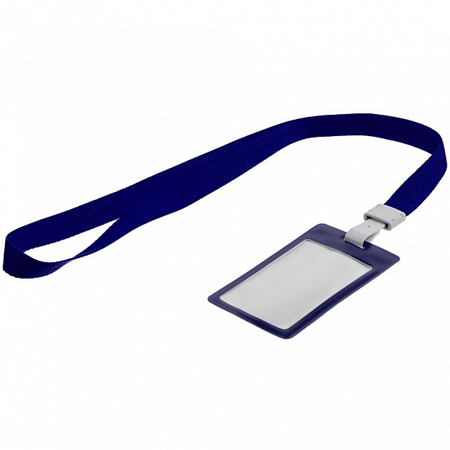 Карман для бейджа с лентой Staff, синий с логотипом  заказать по выгодной цене в кибермаркете AvroraStore