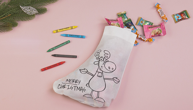 Мешок-раскраска "Merry christmas" с восковыми мелками с логотипом  заказать по выгодной цене в кибермаркете AvroraStore