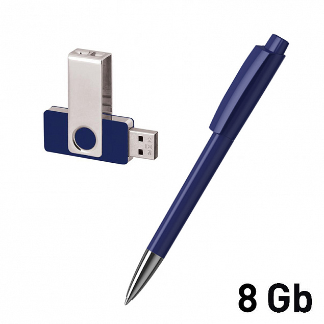 Набор ручка + флеш-карта 8Гб в футляре с логотипом  заказать по выгодной цене в кибермаркете AvroraStore