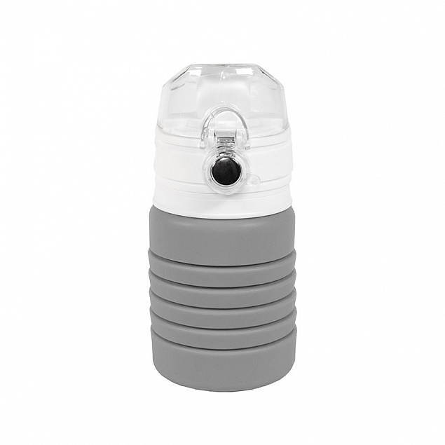 Бутылка для воды складная с карабином SPRING; серая, 550/250 мл, силикон с логотипом  заказать по выгодной цене в кибермаркете AvroraStore