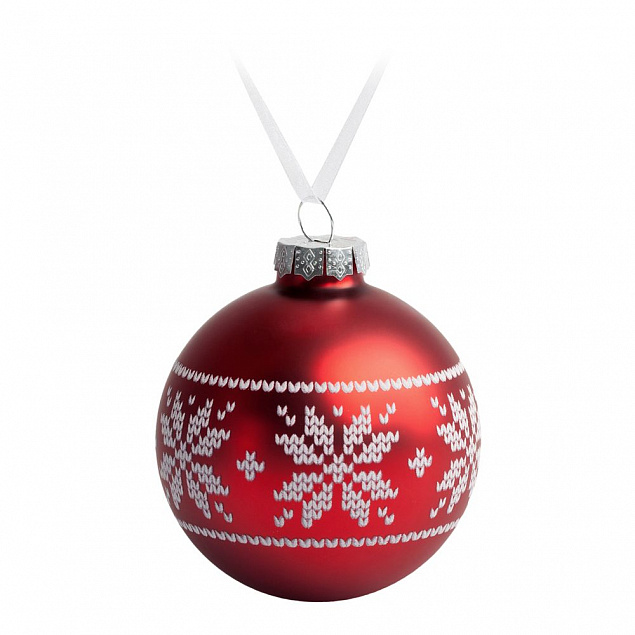 Елочный шар «Скандинавский узор», 8 см, красный с логотипом  заказать по выгодной цене в кибермаркете AvroraStore