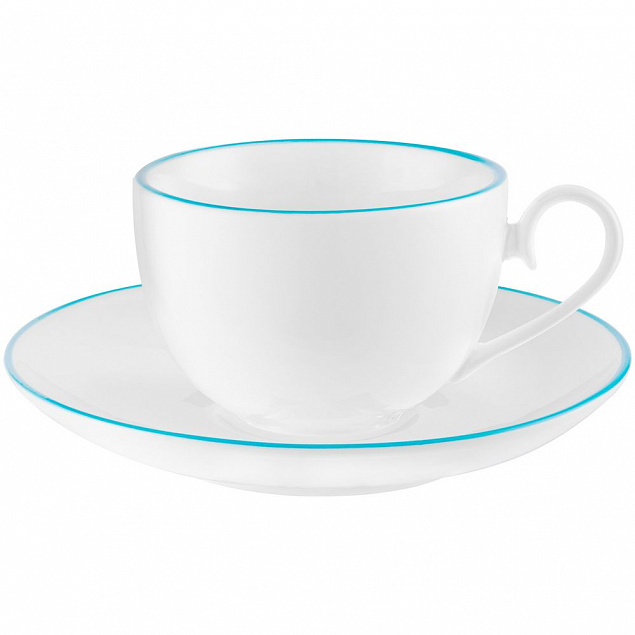 Чайная пара «С голубой каемочкой!» с логотипом  заказать по выгодной цене в кибермаркете AvroraStore