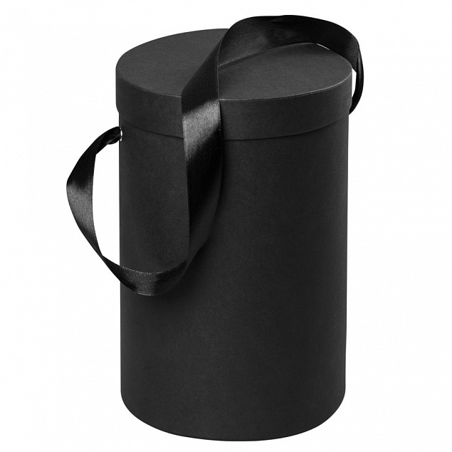 Подарочная коробка Rond, черная с логотипом  заказать по выгодной цене в кибермаркете AvroraStore