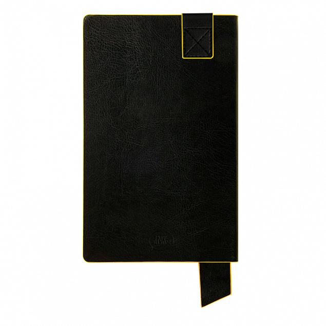 Бизнес-блокнот "Trendi", 130*210 мм, черно-желтый, мягкая обложка, в линейку с логотипом  заказать по выгодной цене в кибермаркете AvroraStore