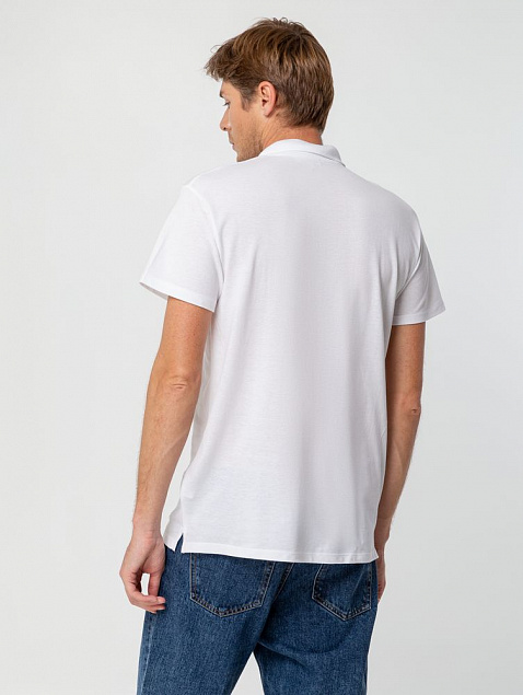 Рубашка поло мужская SUMMER 170, белая с логотипом  заказать по выгодной цене в кибермаркете AvroraStore