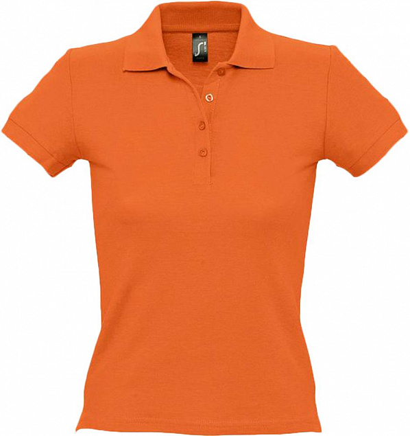 Рубашка поло женская PEOPLE 210, оранжевая с логотипом  заказать по выгодной цене в кибермаркете AvroraStore