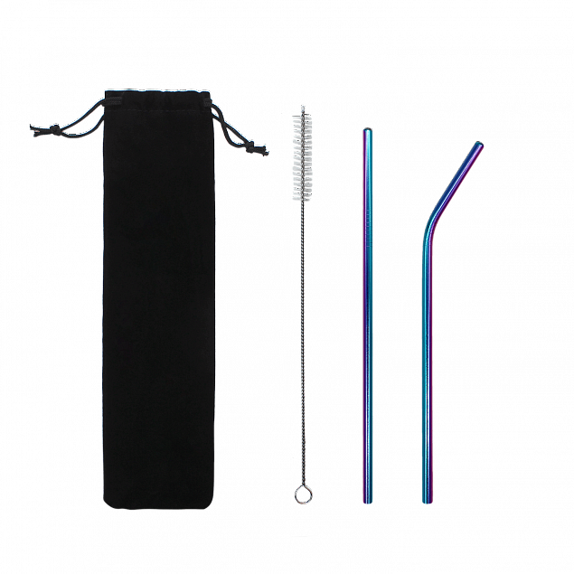 Набор многоразовых трубочек гальванических Оnlycofer Х black (спектр) с логотипом  заказать по выгодной цене в кибермаркете AvroraStore