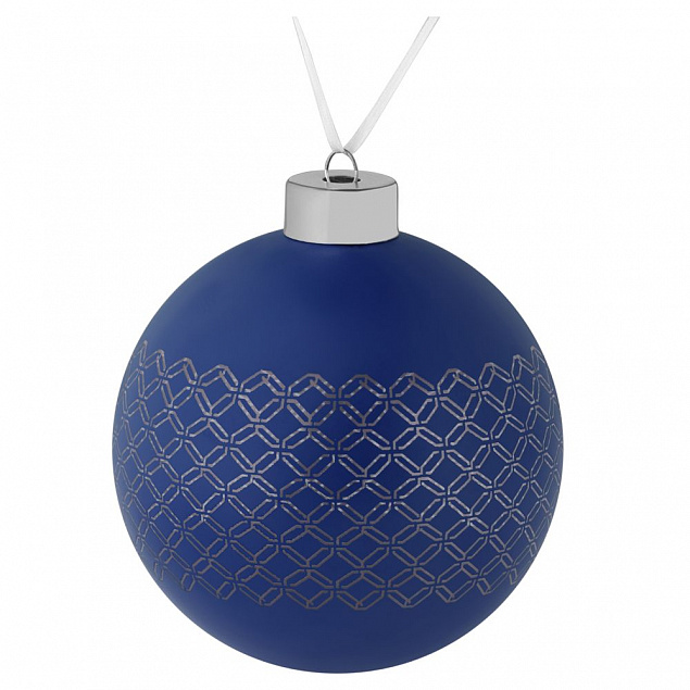 Елочный шар Queen, 10 см, синий с логотипом  заказать по выгодной цене в кибермаркете AvroraStore