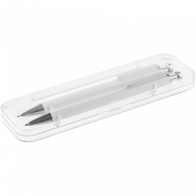 Набор Attribute: ручка и карандаш, белый с логотипом  заказать по выгодной цене в кибермаркете AvroraStore