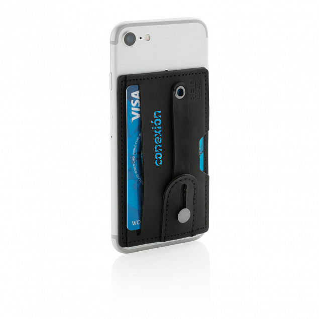 Картхолдер c RFID защитой для телефона 3-в-1 с логотипом  заказать по выгодной цене в кибермаркете AvroraStore