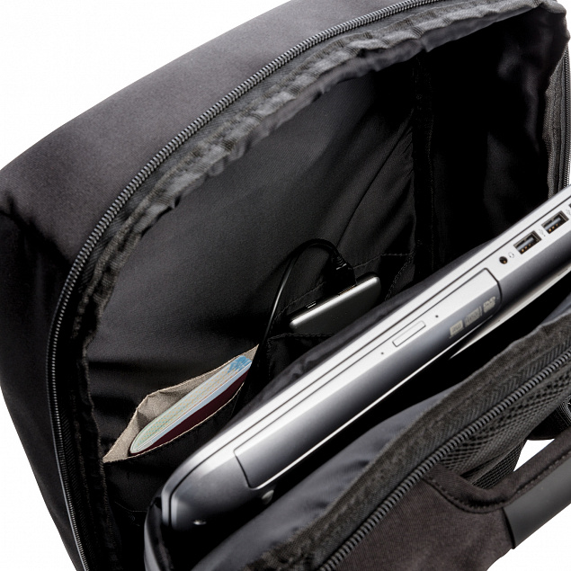 Антикражный рюкзак Swiss Peak 15"  с RFID защитой и разъемом USB, черный с логотипом  заказать по выгодной цене в кибермаркете AvroraStore
