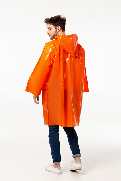Дождевик-плащ CloudTime, оранжевый с логотипом  заказать по выгодной цене в кибермаркете AvroraStore