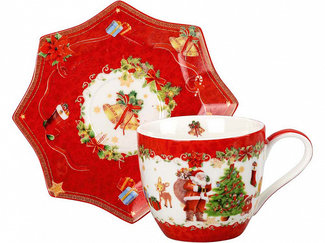 Чайная пара «Санта Клаус» с логотипом  заказать по выгодной цене в кибермаркете AvroraStore