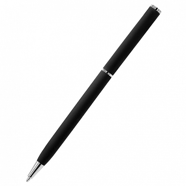 Ручка шариковая металлическая Tinny Soft - Черный AA с логотипом  заказать по выгодной цене в кибермаркете AvroraStore