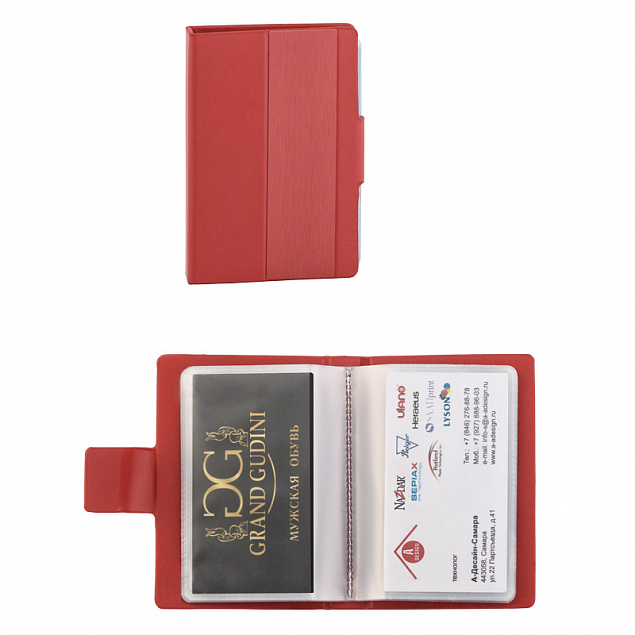 Визитница "Office" (40 визиток), красная с логотипом  заказать по выгодной цене в кибермаркете AvroraStore