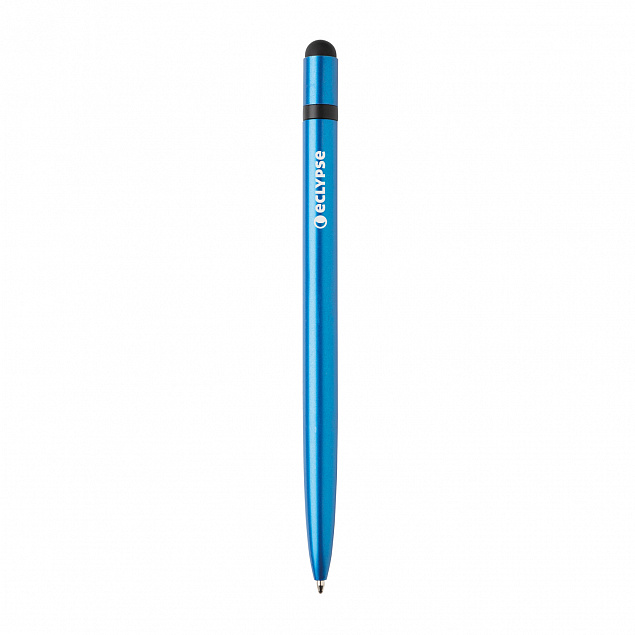 Металлическая ручка-стилус Slim, голубой с логотипом  заказать по выгодной цене в кибермаркете AvroraStore