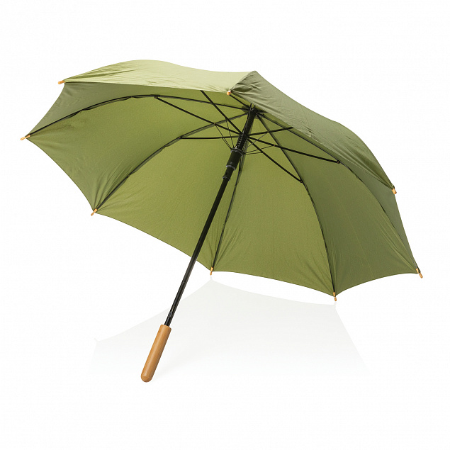 Автоматический зонт-трость с бамбуковой рукояткой Impact из RPET AWARE™, d103 см с логотипом  заказать по выгодной цене в кибермаркете AvroraStore