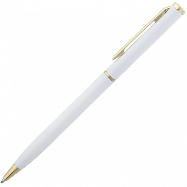 Ручка шариковая Hotel Gold, ver.2, белая с логотипом  заказать по выгодной цене в кибермаркете AvroraStore