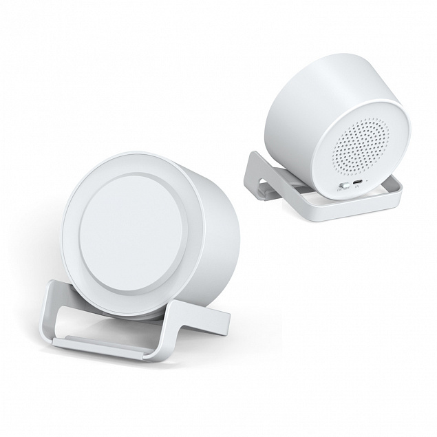 Беспроводная Bluetooth колонка U-Tone c функцией беспроводной зарядки, белый с логотипом  заказать по выгодной цене в кибермаркете AvroraStore