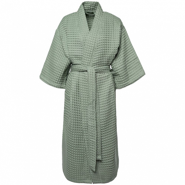 Халат вафельный женский Boho Kimono, зеленая мята с логотипом  заказать по выгодной цене в кибермаркете AvroraStore
