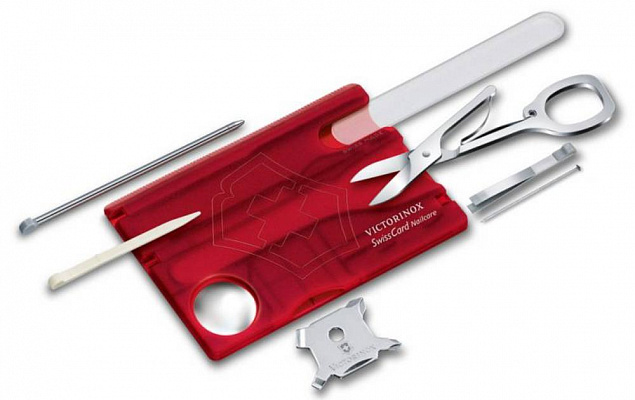 Набор инструментов SwissCard Nailcare, красный с логотипом  заказать по выгодной цене в кибермаркете AvroraStore