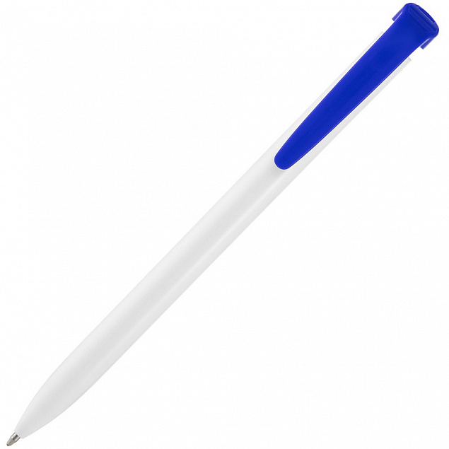 Ручка шариковая Favorite, белая с синим с логотипом  заказать по выгодной цене в кибермаркете AvroraStore