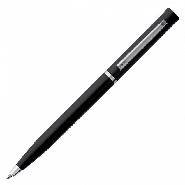 Ручка шариковая Euro Chrome, черная с логотипом  заказать по выгодной цене в кибермаркете AvroraStore