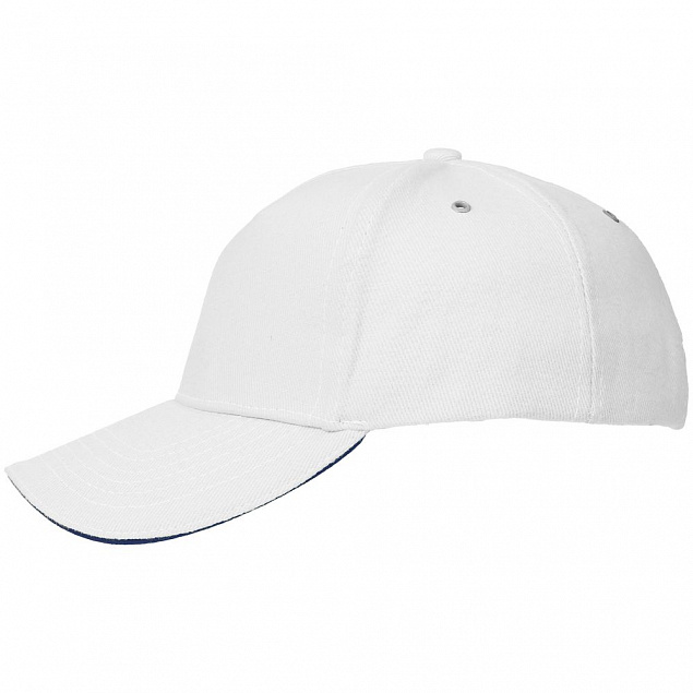 Бейсболка Classic, белая с темно-синим кантом с логотипом  заказать по выгодной цене в кибермаркете AvroraStore