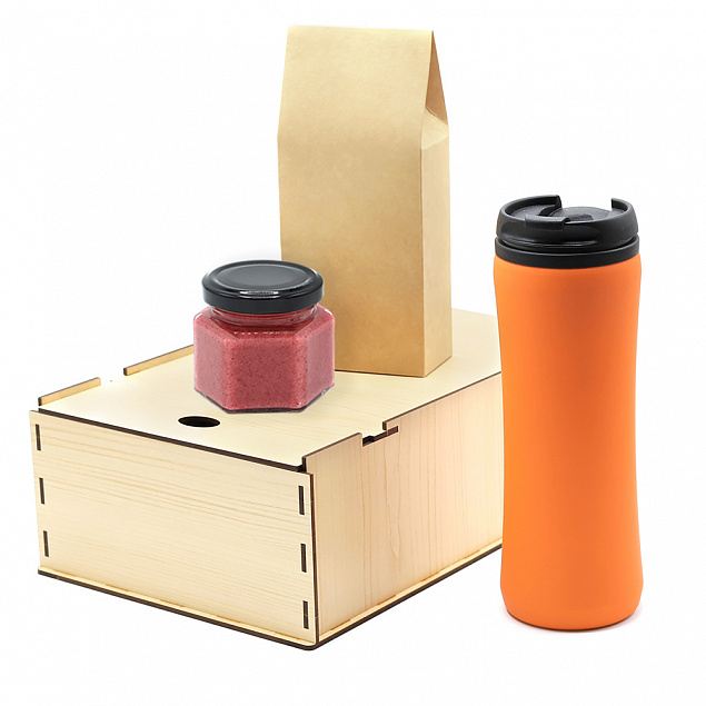 Подарочный набор Ирвин, оранжевый (черный чай, мед с фундуком и какао) с логотипом  заказать по выгодной цене в кибермаркете AvroraStore