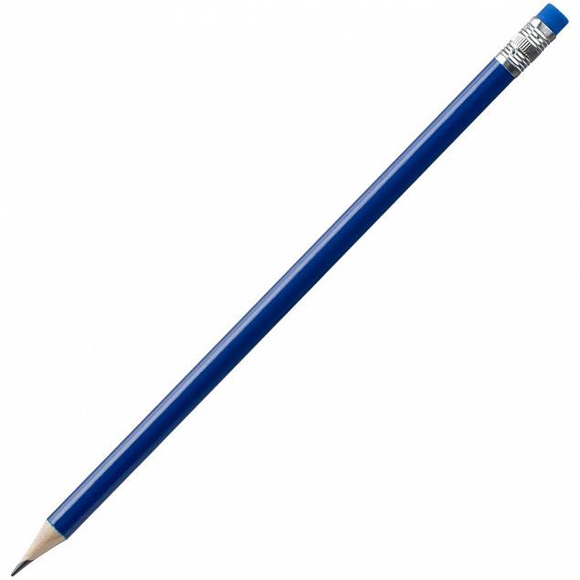 Карандаш простой Hand Friend с ластиком, синий с логотипом  заказать по выгодной цене в кибермаркете AvroraStore