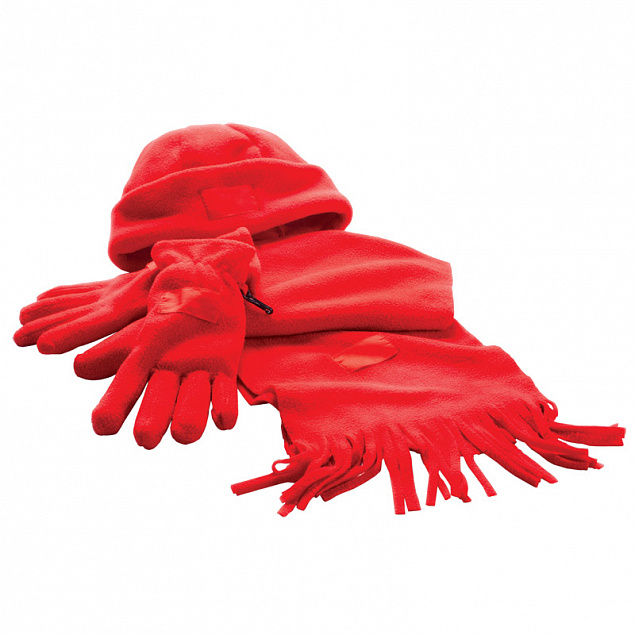 Набор "Зима" (шапка, шарф, перчатки), красный с логотипом  заказать по выгодной цене в кибермаркете AvroraStore