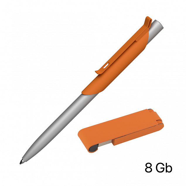 Набор ручка "Skil" + флеш-карта "Case" 8 Гб в футляре, покрытие soft touch с логотипом  заказать по выгодной цене в кибермаркете AvroraStore