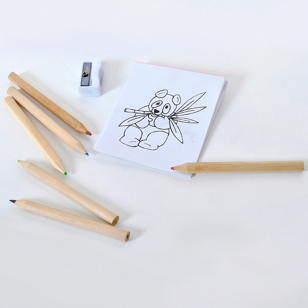 Набор цветных карандашей с раскрасками и точилкой "Figgy", 7,4х9х1,5см, дерево, картон, бумага с логотипом  заказать по выгодной цене в кибермаркете AvroraStore