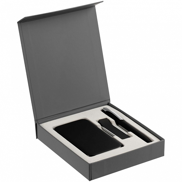 Коробка Latern для аккумулятора 5000 мАч, флешки и ручки, серая с логотипом  заказать по выгодной цене в кибермаркете AvroraStore