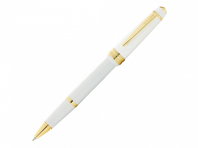Ручка-роллер Bailey Light Polished White Resin and Gold Tone с логотипом  заказать по выгодной цене в кибермаркете AvroraStore