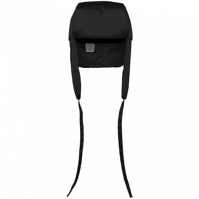 Шапка-ушанка Shelter, черная с логотипом  заказать по выгодной цене в кибермаркете AvroraStore
