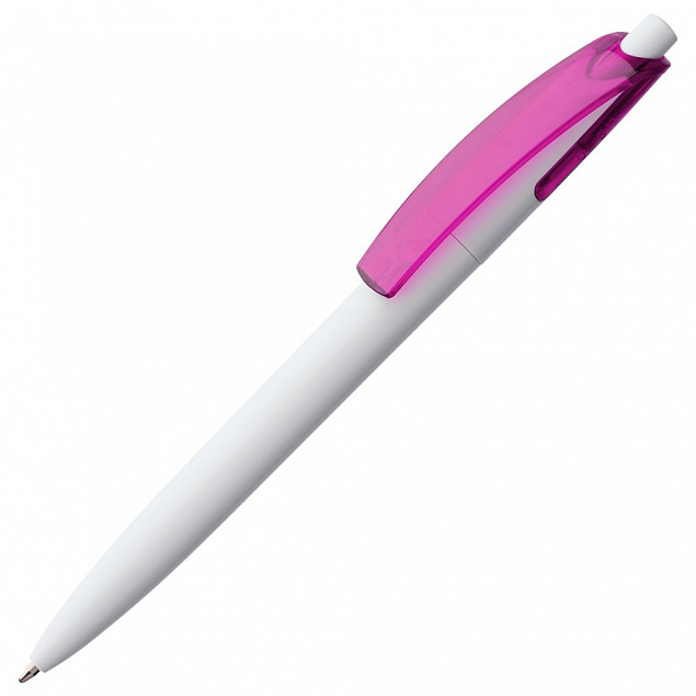 Ручка шариковая Bento, белая с розовым с логотипом  заказать по выгодной цене в кибермаркете AvroraStore