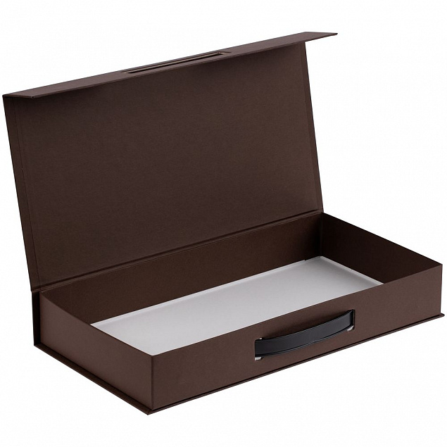 Коробка с ручкой Platt, коричневая с логотипом  заказать по выгодной цене в кибермаркете AvroraStore