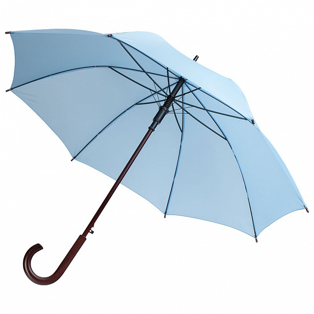 Зонт-трость Standard, голубой с логотипом  заказать по выгодной цене в кибермаркете AvroraStore