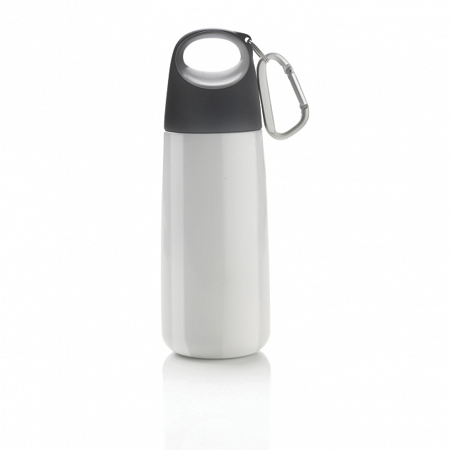 Бутылка для воды с карабином Bopp Mini, 350 мл, белый с логотипом  заказать по выгодной цене в кибермаркете AvroraStore