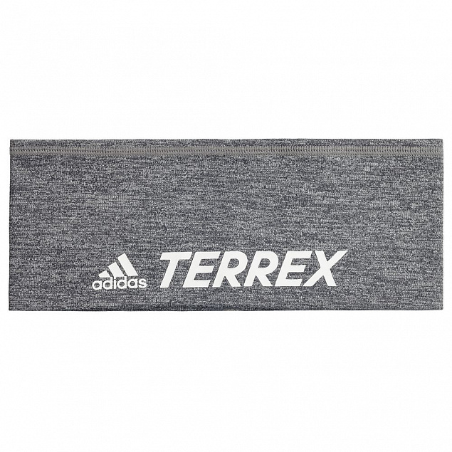 Спортивная повязка на голову Terrex Trail, серый меланж с логотипом  заказать по выгодной цене в кибермаркете AvroraStore