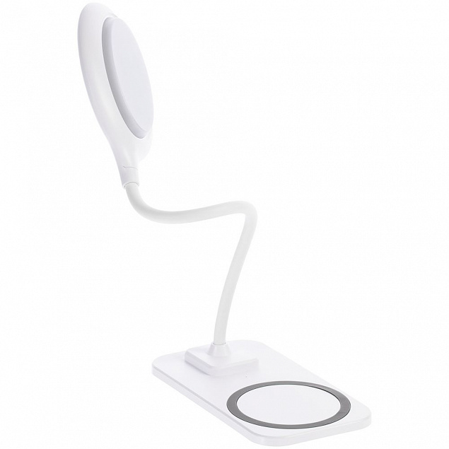 Настольная лампа с беспроводной зарядкой Modicum, белая с логотипом  заказать по выгодной цене в кибермаркете AvroraStore