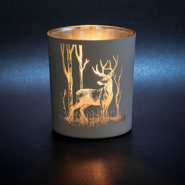 Подсвечник со свечой Forest, с изображением оленя с логотипом  заказать по выгодной цене в кибермаркете AvroraStore