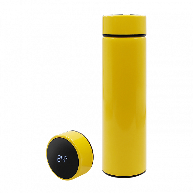 Термос Reactor с датчиком температуры (желтый) с логотипом  заказать по выгодной цене в кибермаркете AvroraStore