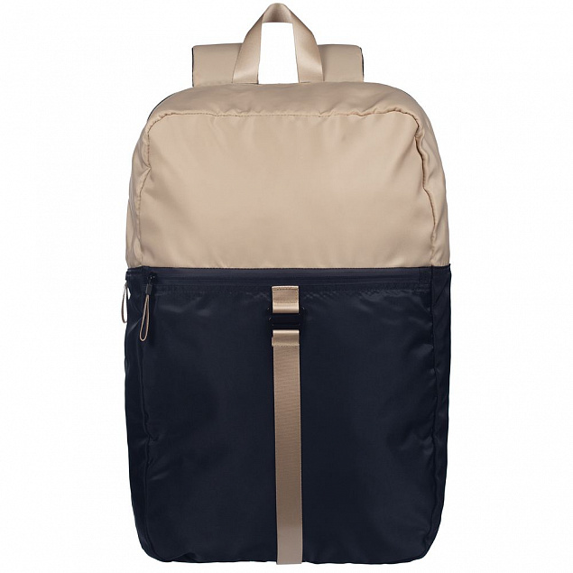 Рюкзак coolStuff, темно-синий с бежевым с логотипом  заказать по выгодной цене в кибермаркете AvroraStore