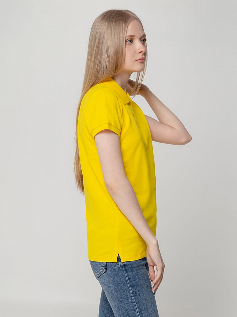 Рубашка поло женская Virma Lady, желтая с логотипом  заказать по выгодной цене в кибермаркете AvroraStore