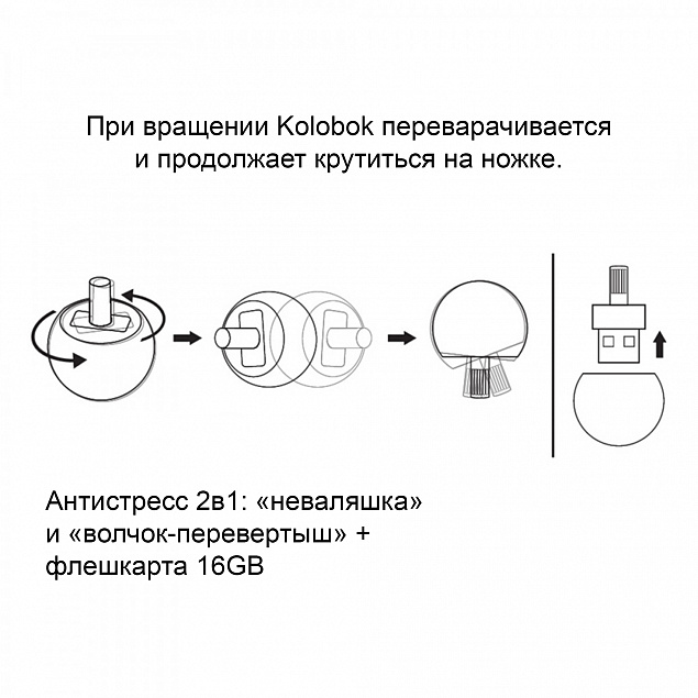 Флеш-карта "Kolobok" 16 Гб с логотипом  заказать по выгодной цене в кибермаркете AvroraStore
