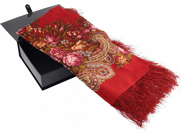 Павловопосадский платок, красный с логотипом  заказать по выгодной цене в кибермаркете AvroraStore